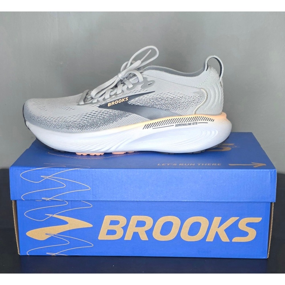 Brooks Adrenaline GTS 25 Womens 8 Wide Grey Blackened Pearl Coral 1204431D032